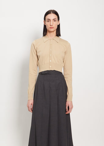 High Gauge Cotton Cardigan — Beige