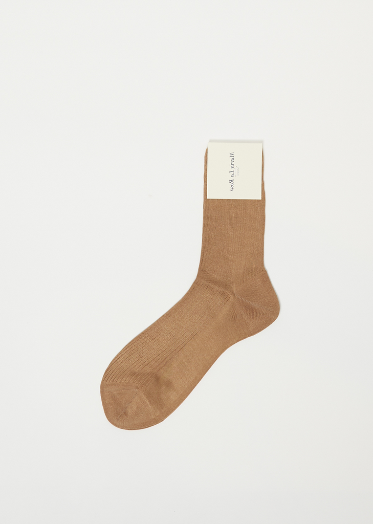 One Ribbed Socks — Cacao