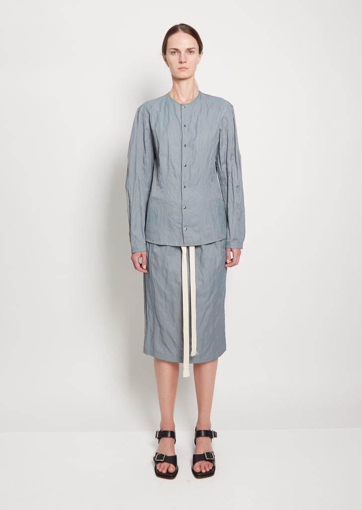 Crinkled Fitted Cotton Blend Shirt