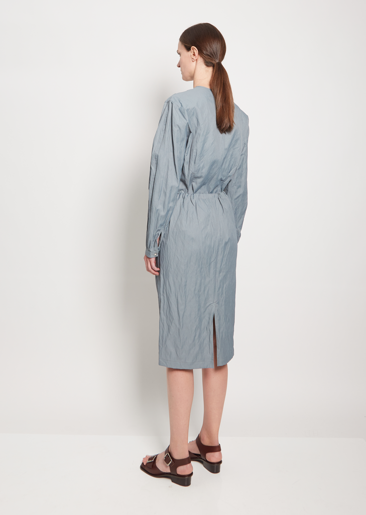 Crinkled Drawstring Cotton Blend Skirt — Misty Blue