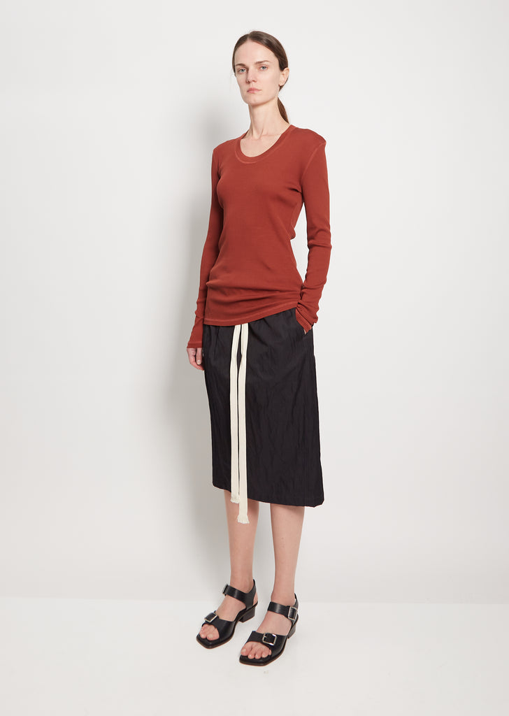 Rib Long Sleeve Cotton T-Shirt — Cherry Mahogany