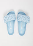 Sylt Padded Leather Slides — Powder Blue