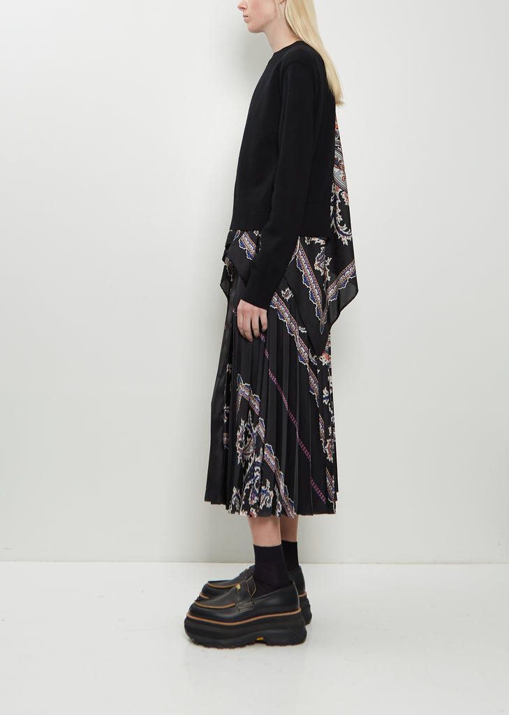 Paisley Print x Wool Knit Pullover