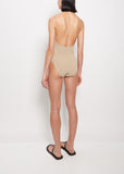 Smocked Swimsuit — Overcast Beige