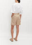 Pleated Cotton-Twill Shorts