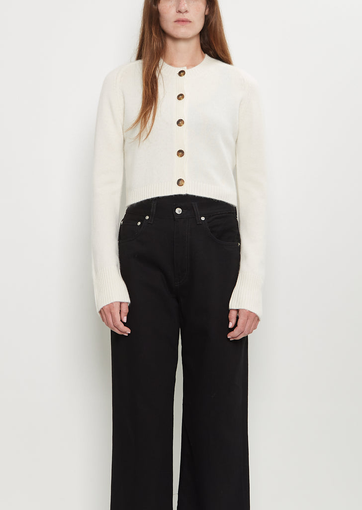 Zephir Cashmere Cropped Cardigan — Ivory