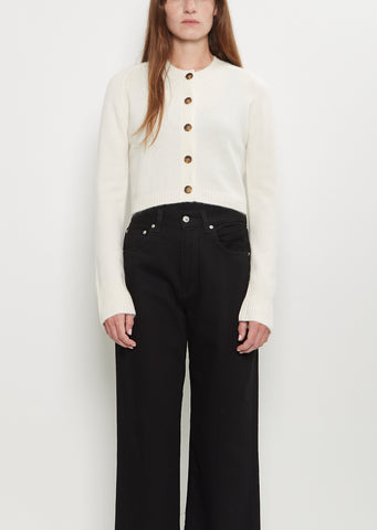 Zephir Cashmere Cropped Cardigan — Ivory