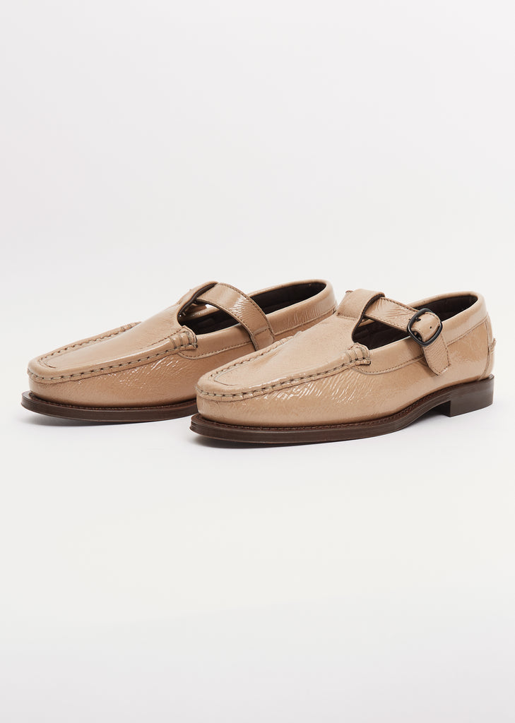 Alber Crinkled Glossy Loafer — Sand