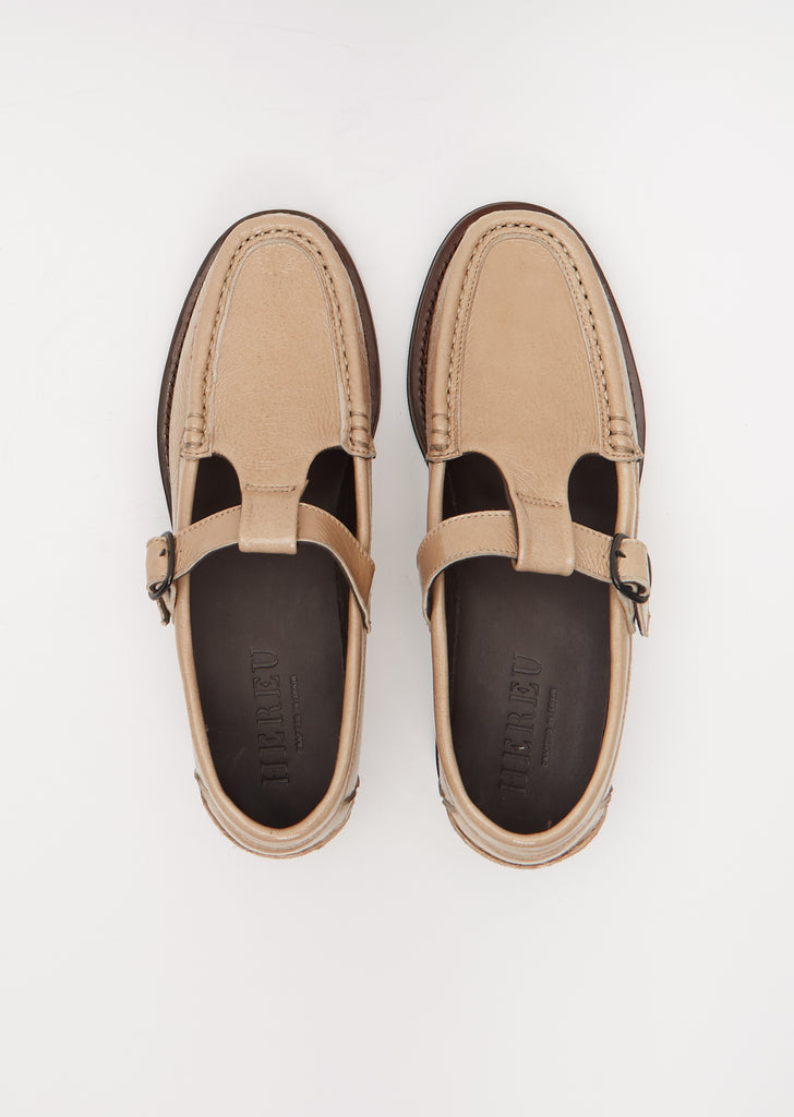 Alber Crinkled Glossy Loafer — Sand
