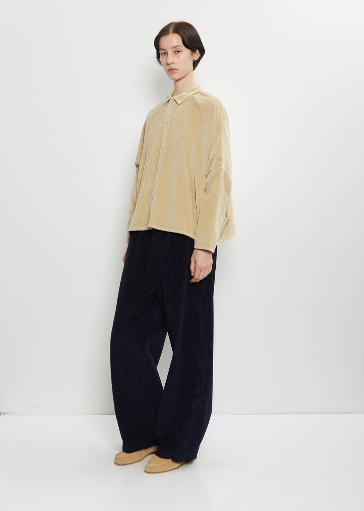 Tina Cotton Velvet Shirt — Cemento