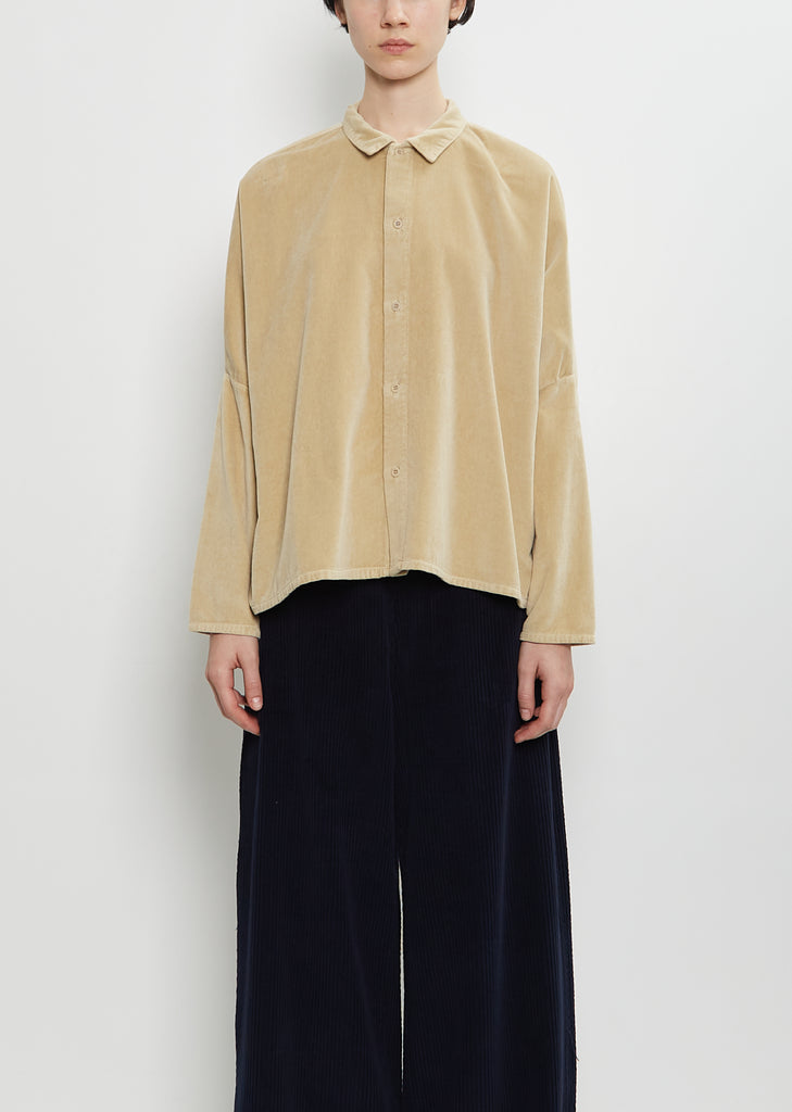 Tina Cotton Velvet Shirt — Cemento