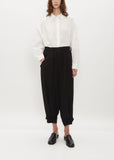 Gathered Hem Belted Pants — Black