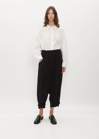 Gathered Hem Belted Pants — Black