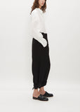 Gathered Hem Belted Pants — Black