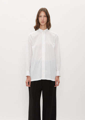 Crest Band Collar Shirt — White