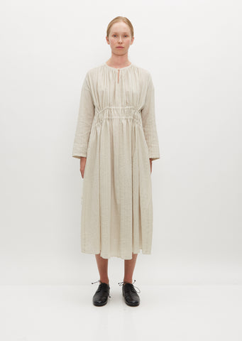 Botanical Dye Gathered Dress — Ivory