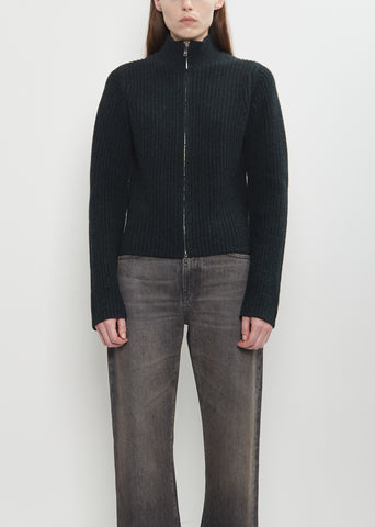 Merino Wool High Neck Zip Up