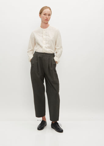 Cotton Ramie Tapered Pants — Khaki