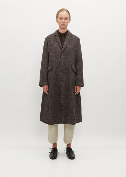 Linen Wool Glen Check Coat - 40 / Brown