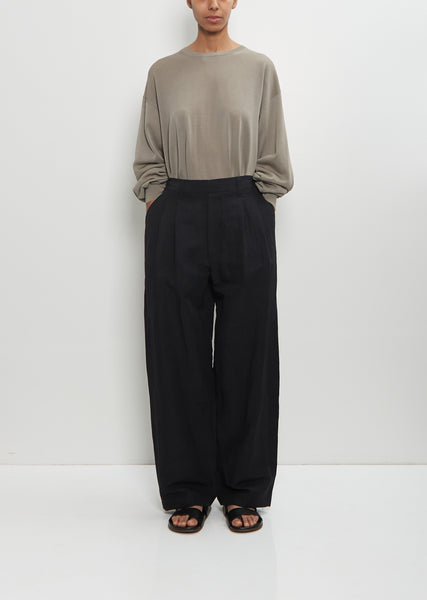 Technical Linen Wide Easy Trousers — Black – La Garçonne