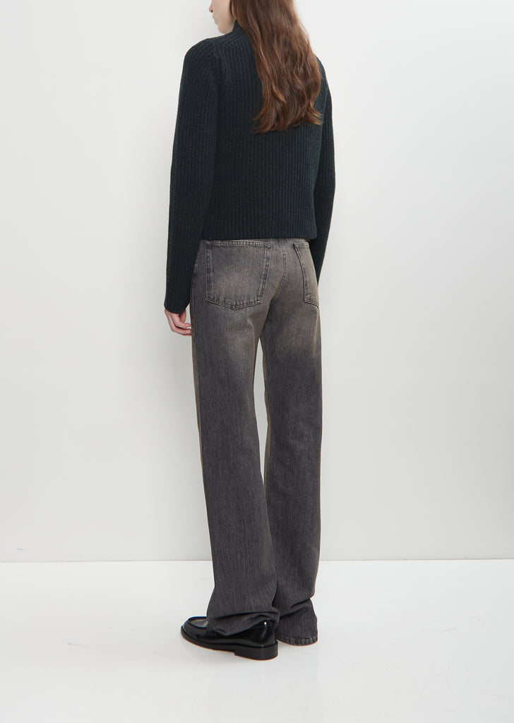 Merino Wool High Neck Zip Up