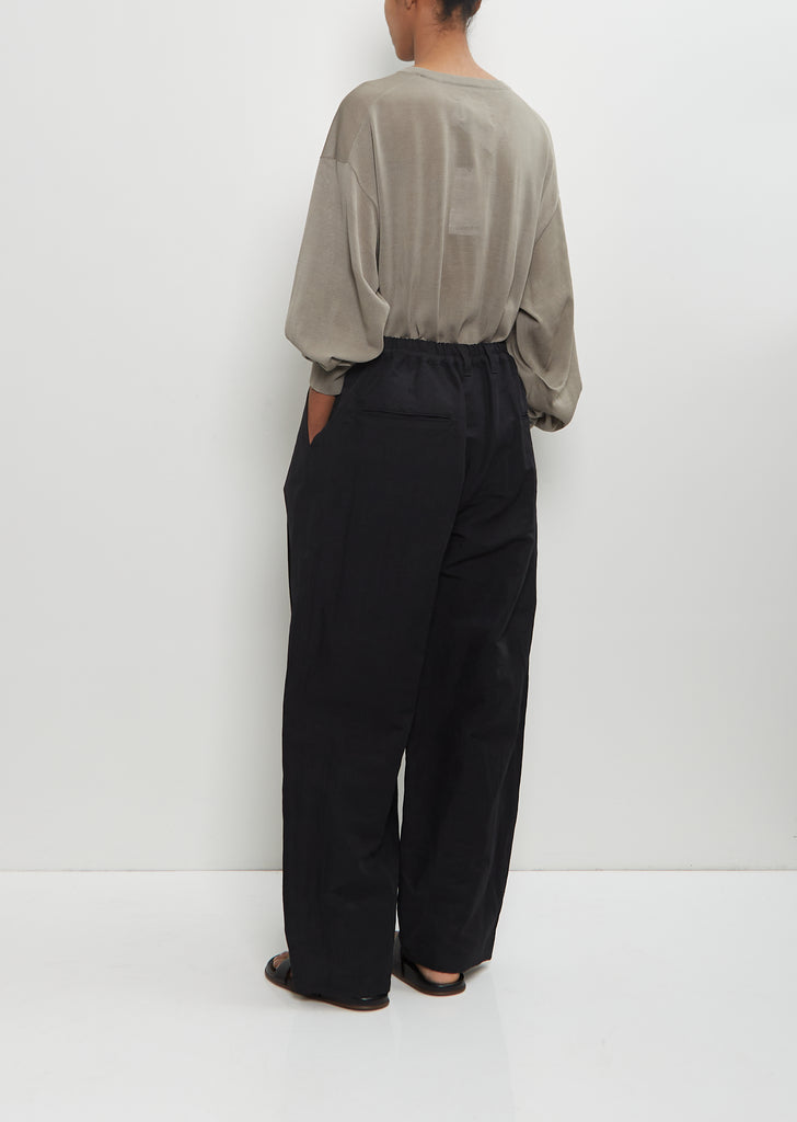 Technical Linen Wide Easy Trousers — Black