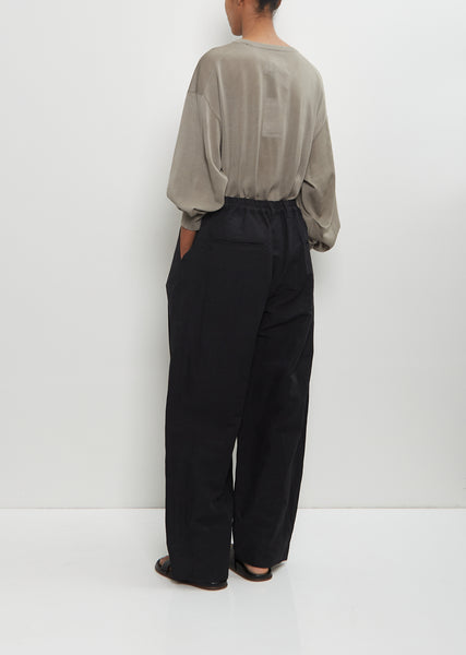 パンツ 2tuck black linen slacks pants WASHED LINEN TWILL 2-TUCK PANTS｜BLACK – Cornier