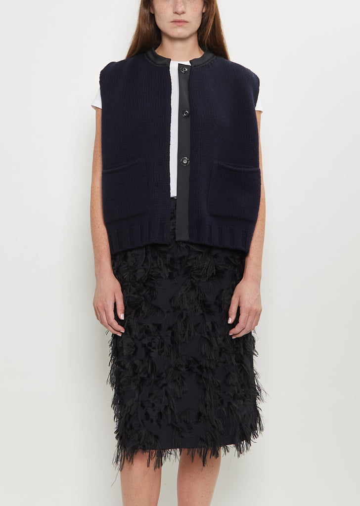 Tricot Wool Cashmere Vest — Navy