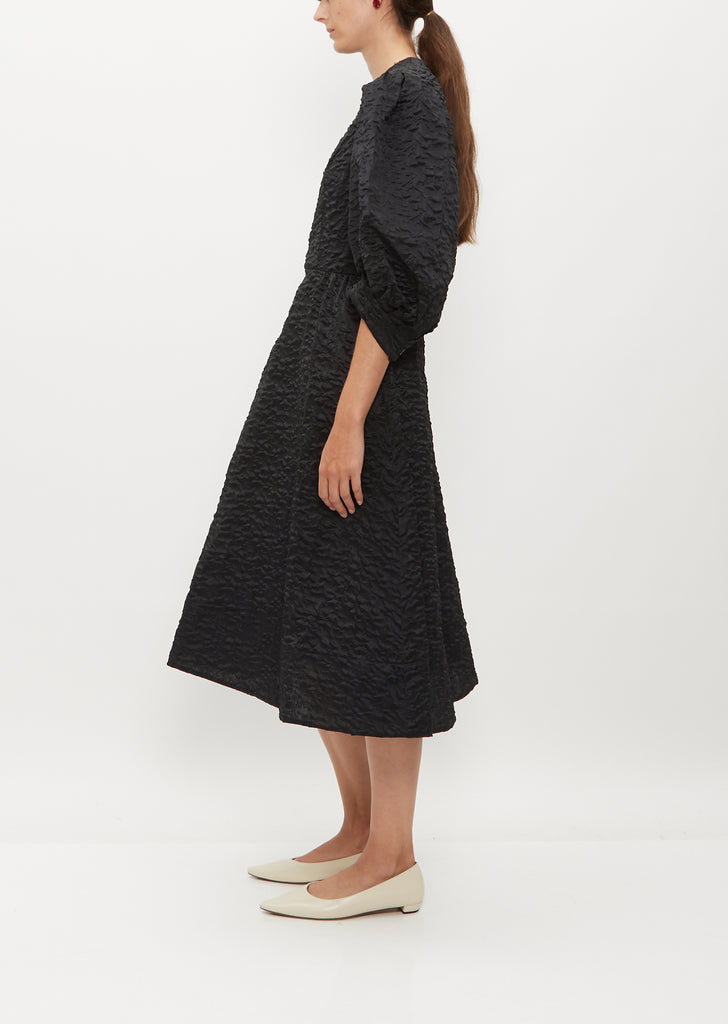 Puff Sleeve Fitted Dress — Black