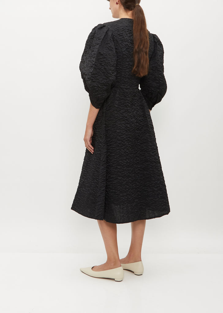 Puff Sleeve Fitted Dress — Black