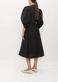Puff Sleeve Fitted Dress — Black