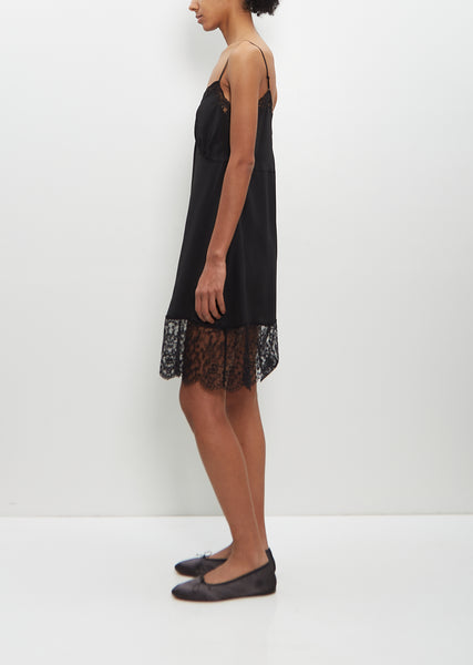 Silk Blend Lace Trim Mini Slip Dress – La Garçonne