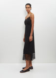 Slip Dress with Deep Lace Trim — Black