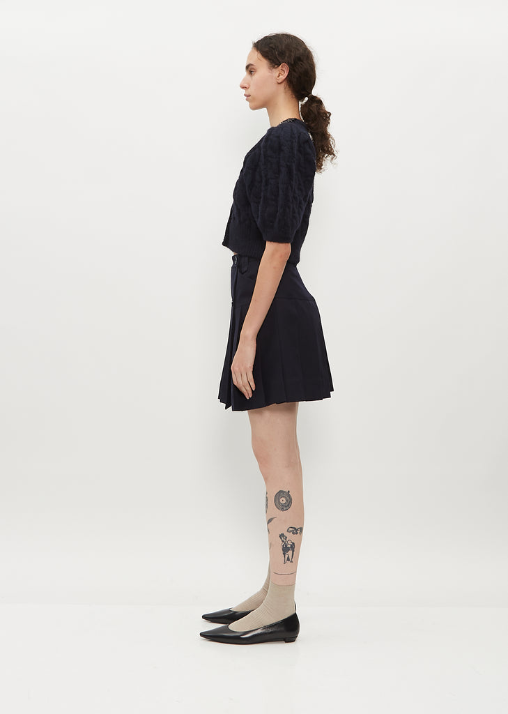 Cropped Cable Puff Sleeve Cardigan