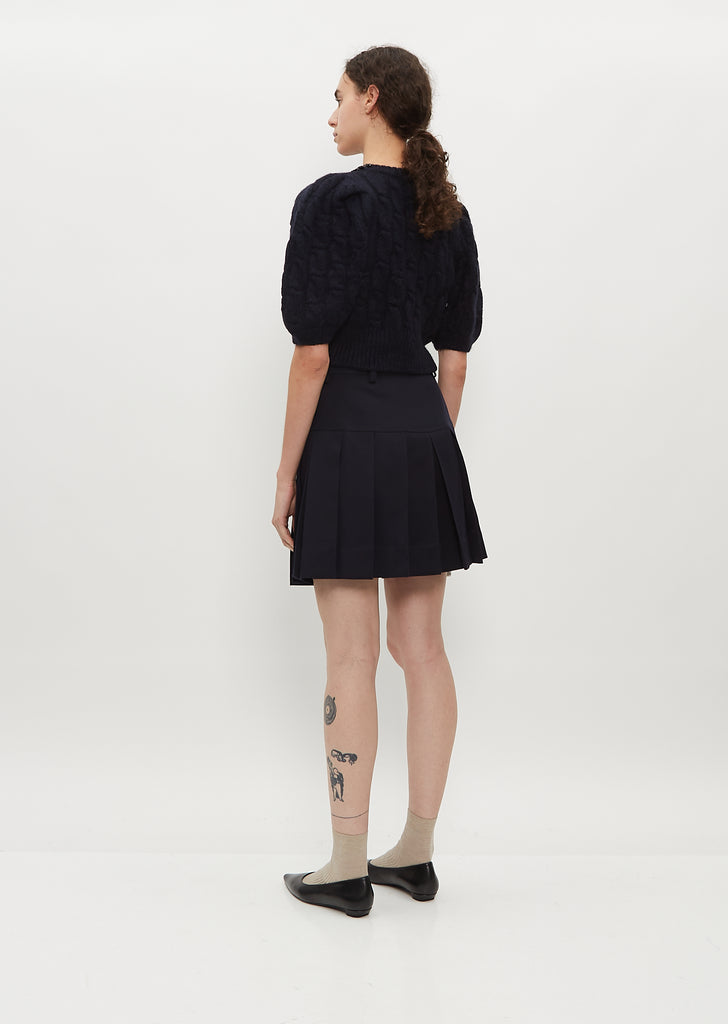 Cropped Cable Puff Sleeve Cardigan