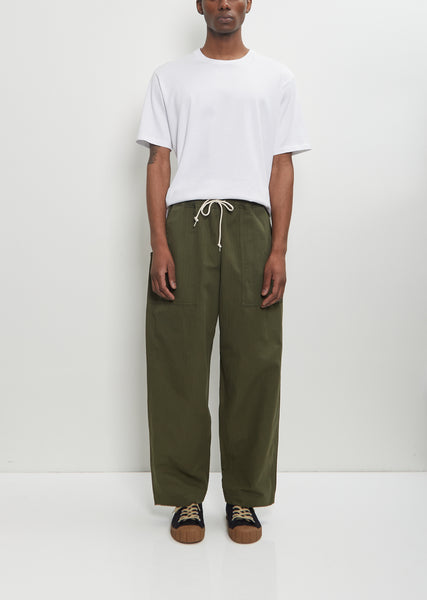 Cotton Linen Herringbone Trousers — Khaki – La Garçonne