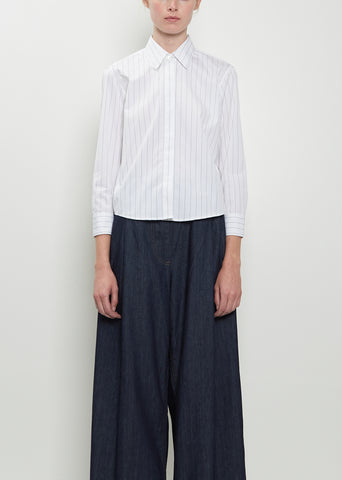 Clavini Bis Cotton Shirt — White / Navy
