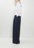 Clavini Bis Cotton Shirt — White / Navy