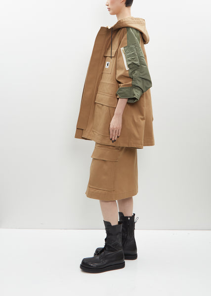 Duck x Nylon Twill Coat — Beige x Khaki – La Garçonne