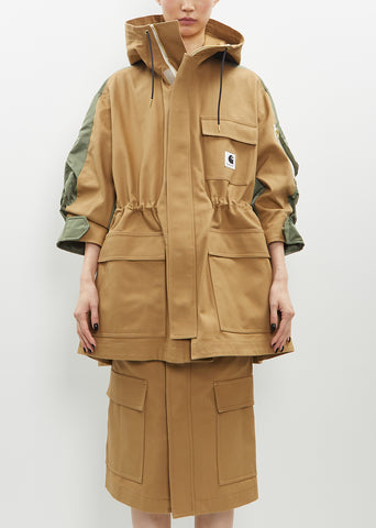 Duck x Nylon Twill Coat — Beige x Khaki