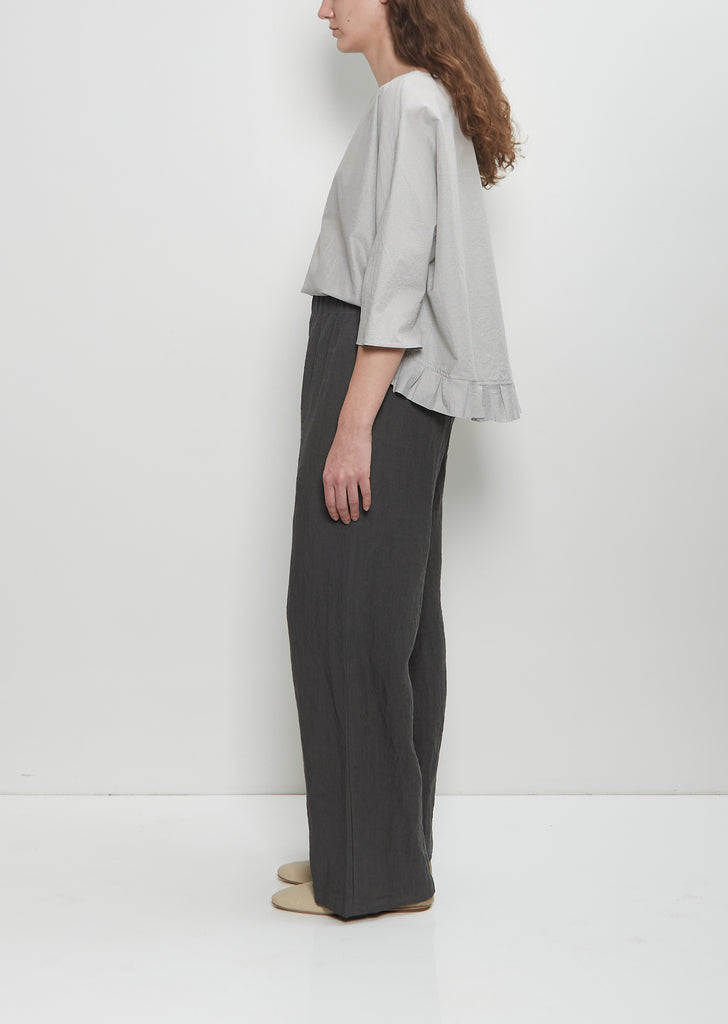 Linen Wide Straight Pull On Pant