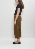 Technical Linen Curved Pull On Pant — Military Green