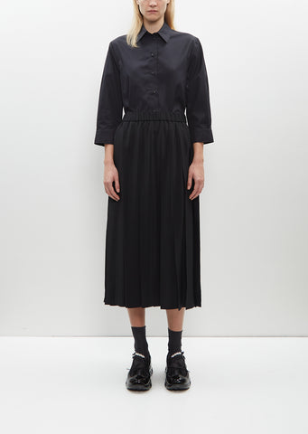 Long Pleated Elasticated Waist Kilt Skirt