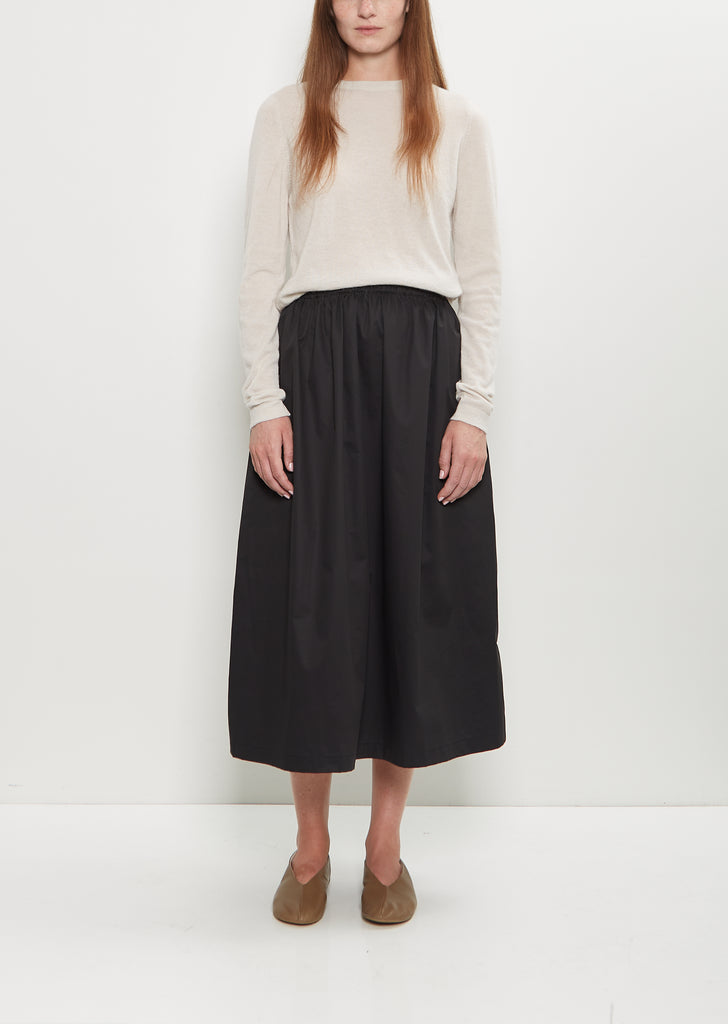 Cotton Gathered Skirt — Black