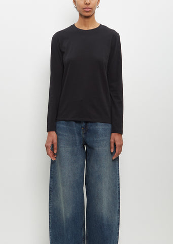 Cotton Long Sleeve Mini Boy T-Shirt — Jet Black