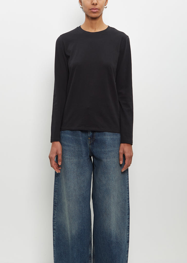 Cotton Long Sleeve Mini Boy T-Shirt — Jet Black