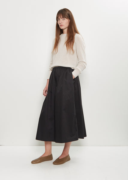 Cotton Gathered Skirt — Black – La Garçonne