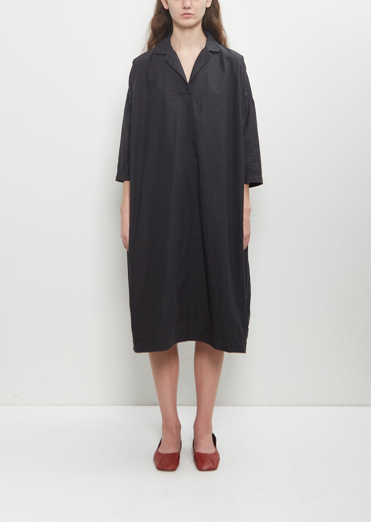 Tissue Cotton Vareuse Dress — Black