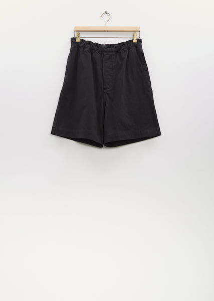 Margaret Howell｜SHORTS (TWIN PLEAT SHORTS - BLACK / ECR Black yarn dye cotton Twin Pleat Shorts | Margaret Howell