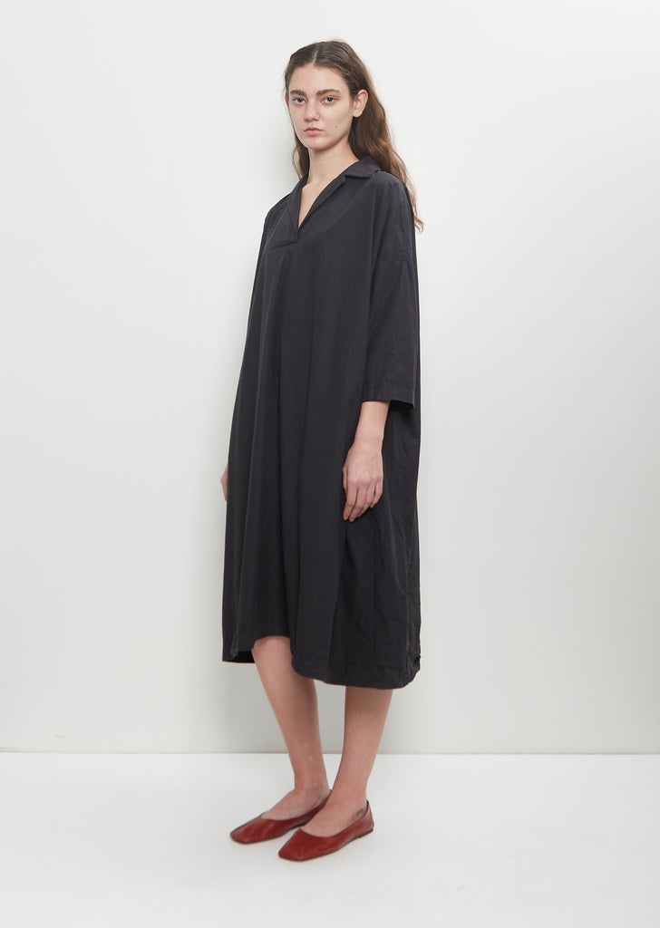 Tissue Cotton Vareuse Dress — Black